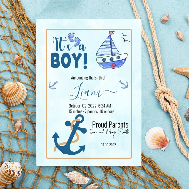its a boy birth Nautical Sailboat Announcement (Creator Uploaded)