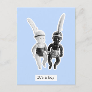 It's a boy - Black and White Doll Indians Postcard