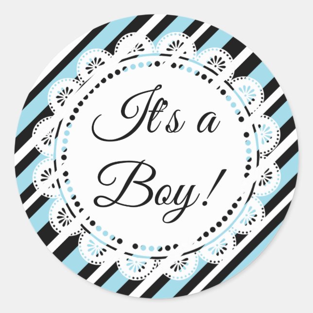 It's a Boy Blue and Black Stickers (Front)