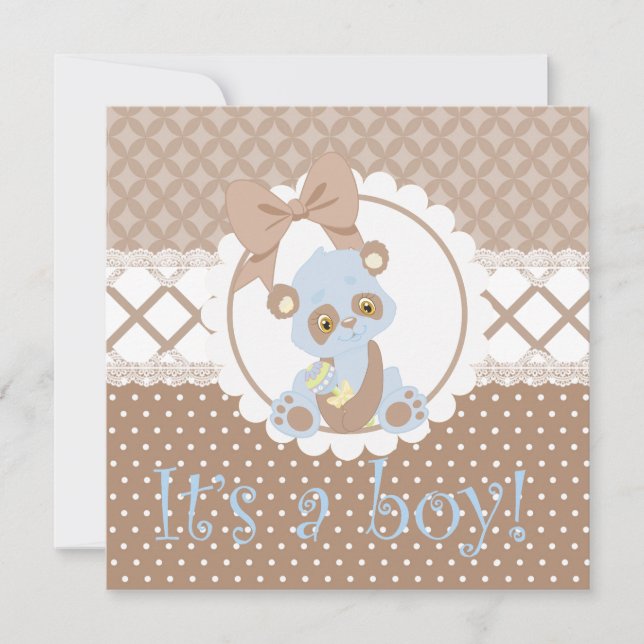It's a Boy Blue and Brown Baby Shower Invitation (Front)
