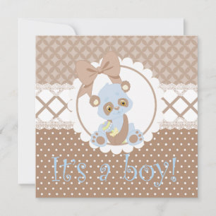 It's a Boy Blue and Brown Baby Shower Invitation
