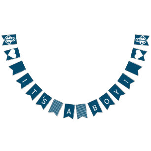 Its A Boy Blue and White Nautical Bunting Bunting