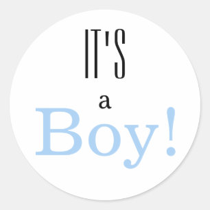 It's a Boy! Blue Baby Announcement Classic Round Sticker
