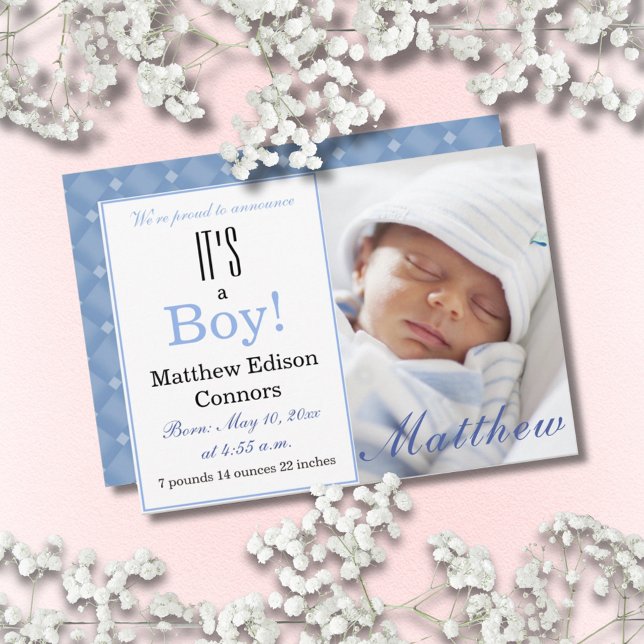 It's a Boy! Blue Baby Birth Announcement (It's a Boy! Blue Baby Birth Announcement Photo Card
)