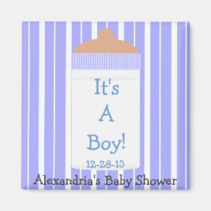 It's A Boy Blue Baby Bottle Baby Shower Favour Magnet