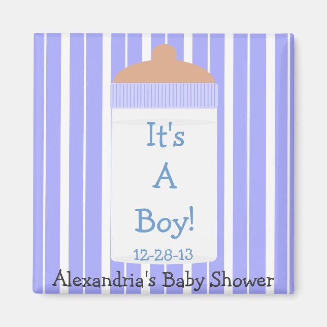 It's A Boy Blue Baby Bottle Baby Shower Favour Magnet (Front)