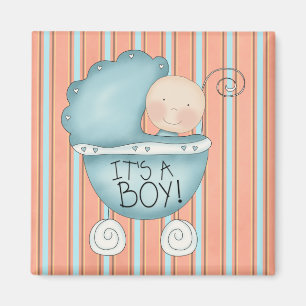 It's a Boy! Blue Baby Buggy Magnet