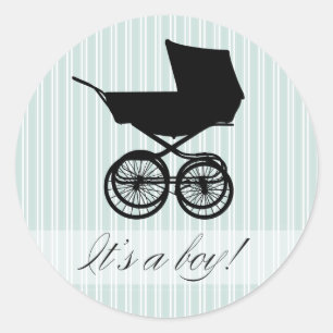 It's a Boy! Blue Baby Buggy Sticker
