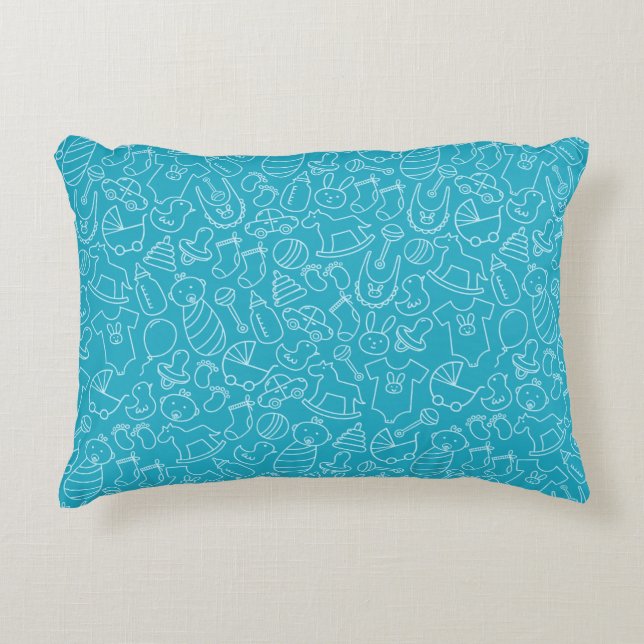It's a Boy Blue Baby Shower Decorative Cushion (Front)