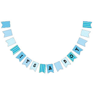 Its a Boy, Blue Baby Shower Flag Banner