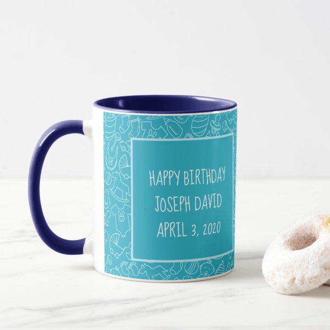 It's a Boy Blue Baby Shower Personalised Mug (With Donut)