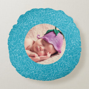 It's a Boy Blue Baby Shower Personalised Round Cushion