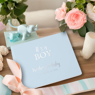 It's a Boy Blue Baby Shower Silver Foil Guest Book