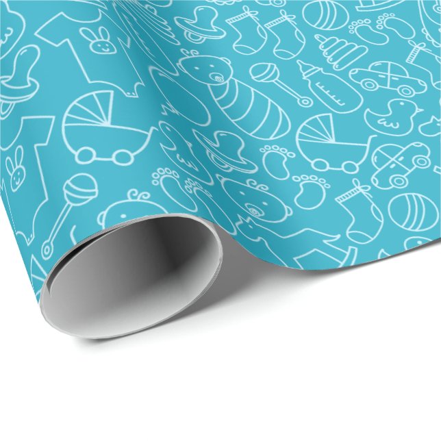 It's a Boy Blue Baby Shower Wrapping Paper (Roll Corner)
