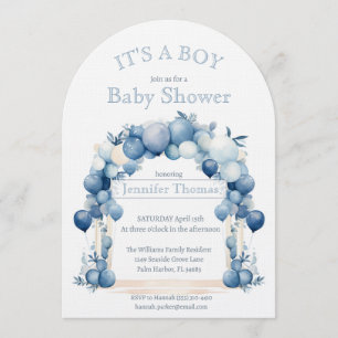 It's a BOY Blue Balloon Arch Baby Shower Invitation