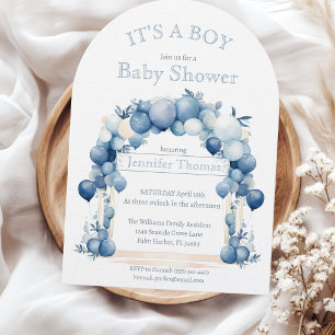 It's a BOY Blue Balloon Arch Baby Shower Invitation