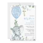 It's a boy blue balloon cute elephant baby shower