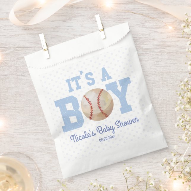 It's A Boy! Blue Baseball Baby Shower Favour Bags (Clipped)