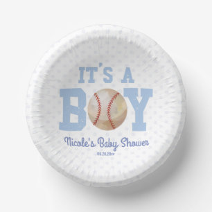 It's A Boy! Blue Baseball Baby Shower Paper Plate