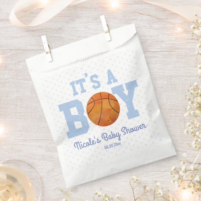It's A Boy! Blue Basketball Baby Shower Favour Bags (Clipped)