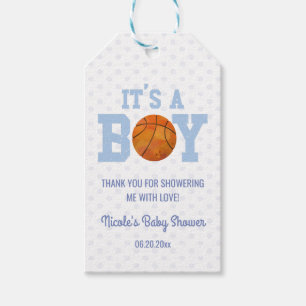 It's A Boy! Blue Basketball Baby Shower Gift Tags
