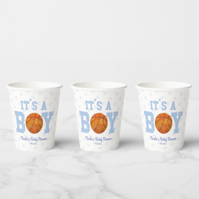 It's A Boy! Blue Basketball Baby Shower Paper Cups (Multi)