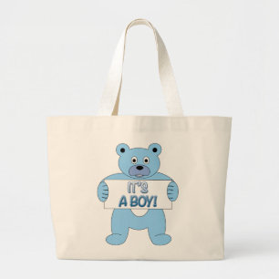 It's A Boy Blue Bear Large Tote Bag