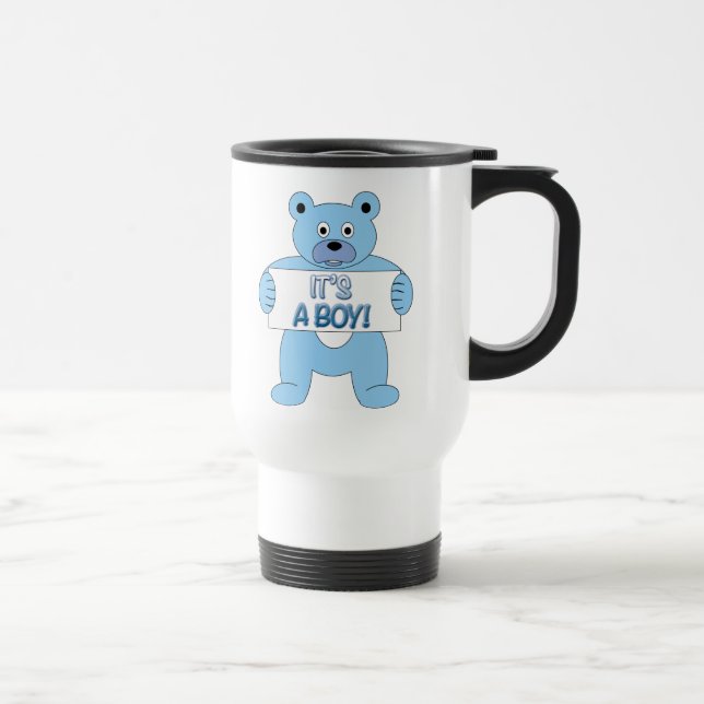 It's A Boy Blue Bear Travel Mug (Right)