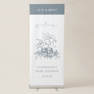 It's a Boy Blue Bird Nest Retractable Banner
