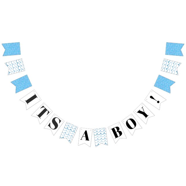 It's a Boy! Blue Black Baby Shower Bunting Flags (All)