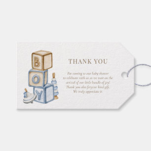  It's A Boy Blue Boho Blocks And Toys Thank You Gift Tags