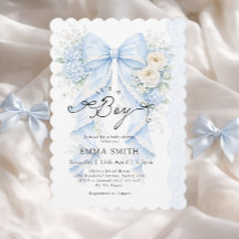 It's a Boy Blue Bow Floral Baby Shower