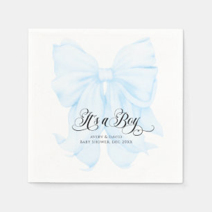 Its a Boy Blue Bow Modern Elegant Baby Shower Napkin