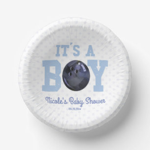 It's A Boy! Blue Bowling Baby Shower Paper Plate