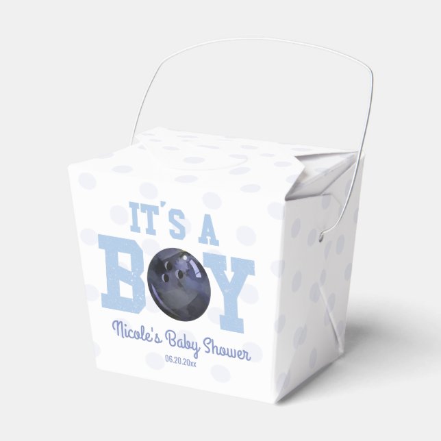It's A Boy! Blue Bowling Ball Baby Shower Favour Box (Front Side)