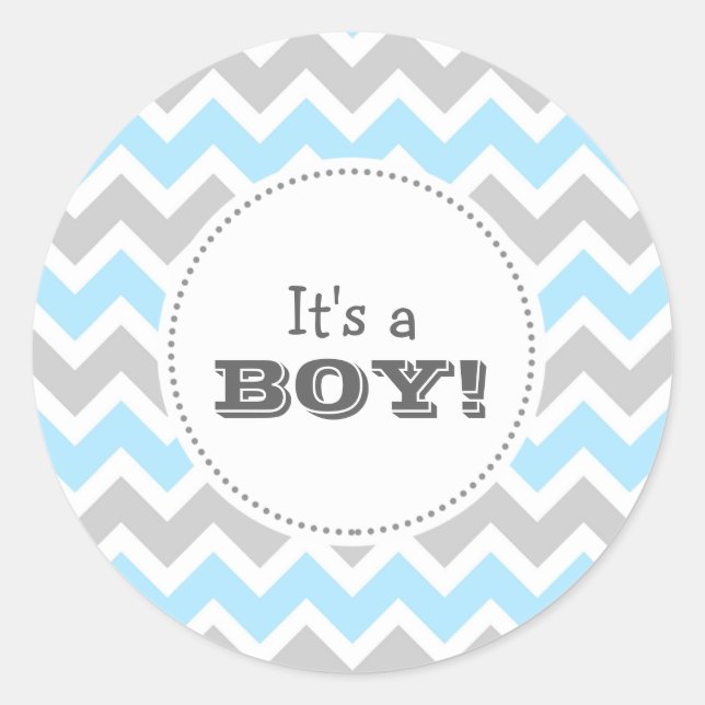It's a BOY! blue chevron envelope seal (Front)
