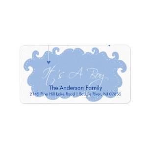 It's A Boy Blue Cloud address Label