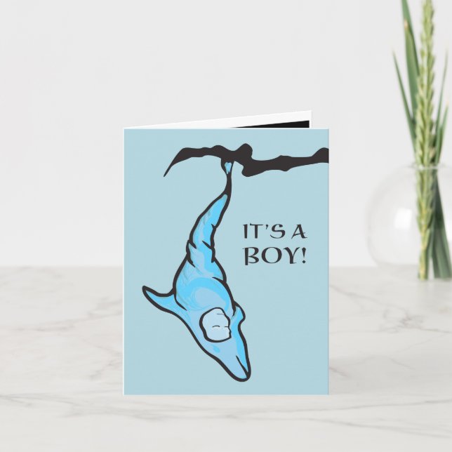it's a boy! (blue dolphin cocoon) announcement (Front)