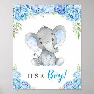 It's a Boy Blue Elephant Baby Boy Shower Sprinkle Poster