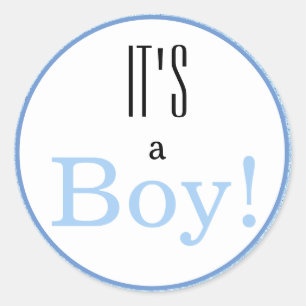 It's a Boy! Blue Faux Glitter Classic Round Sticker