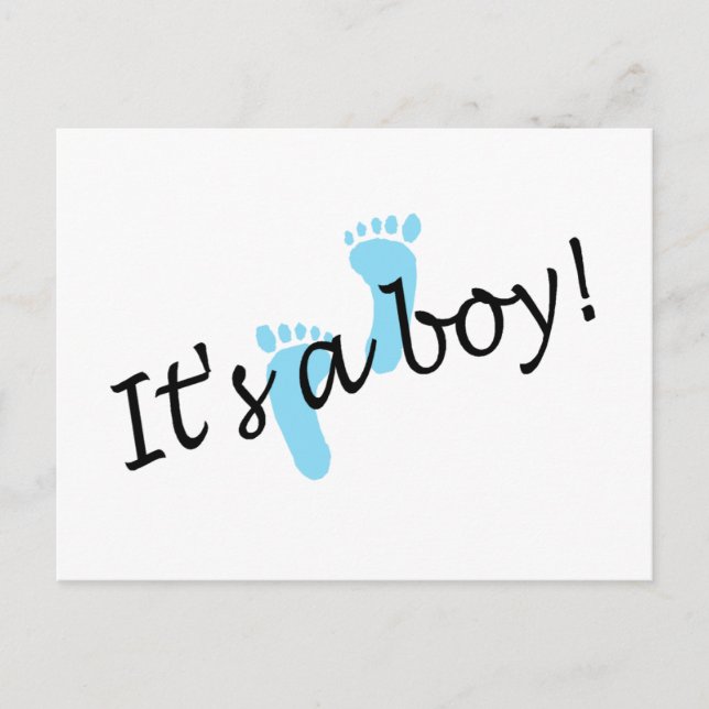 It's A Boy (Blue Feet) Announcement Postcard (Front)