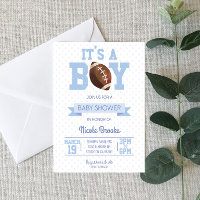 It's A Boy! Blue Football Baby Shower Invitation