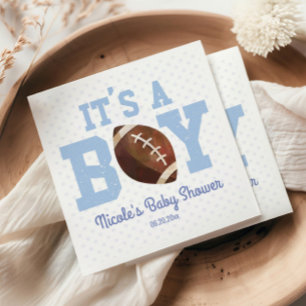 It's A Boy! Blue Football Baby Shower Napkin