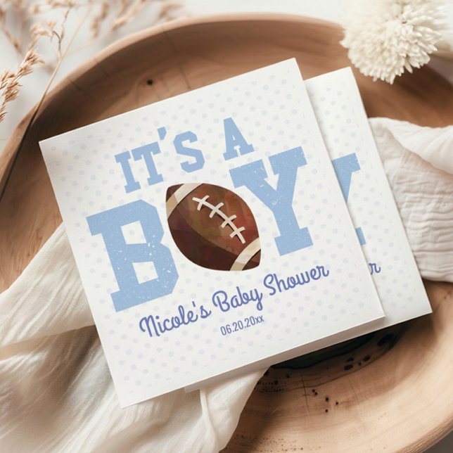 It's A Boy! Blue Football Baby Shower Napkin (Creator Uploaded)