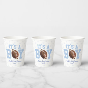 It's A Boy! Blue Football Baby Shower Paper Cups