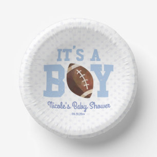 It's A Boy! Blue Football Baby Shower Paper Plate