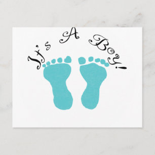 It's A Boy Blue Footprints Announcement