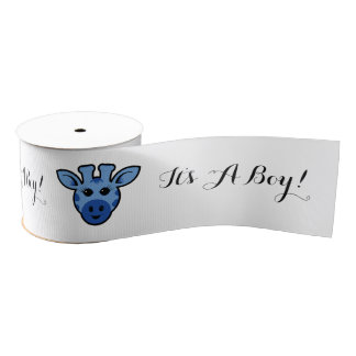 It's A Boy! Blue Giraffe New Baby Ribbon Grosgrain Ribbon