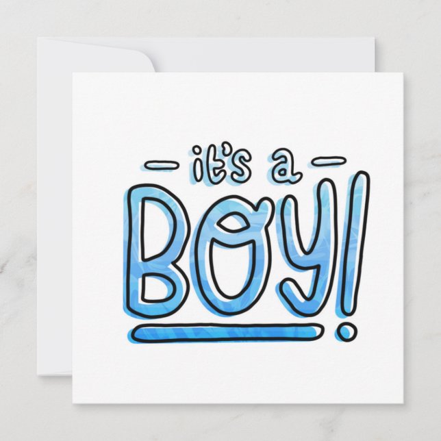 It's A Boy Blue Gradient Congratulations Holiday Card (Front)