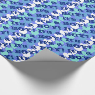 It's A Boy Blue Hearts Wrapping Paper